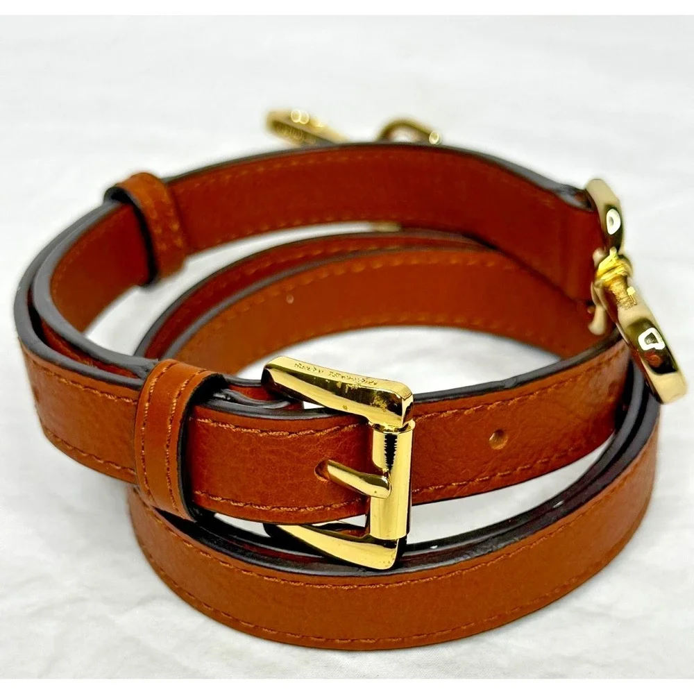 Michael Kors Crossbody Purse Strap Brown Leather Gold Buckle Clip ends 40